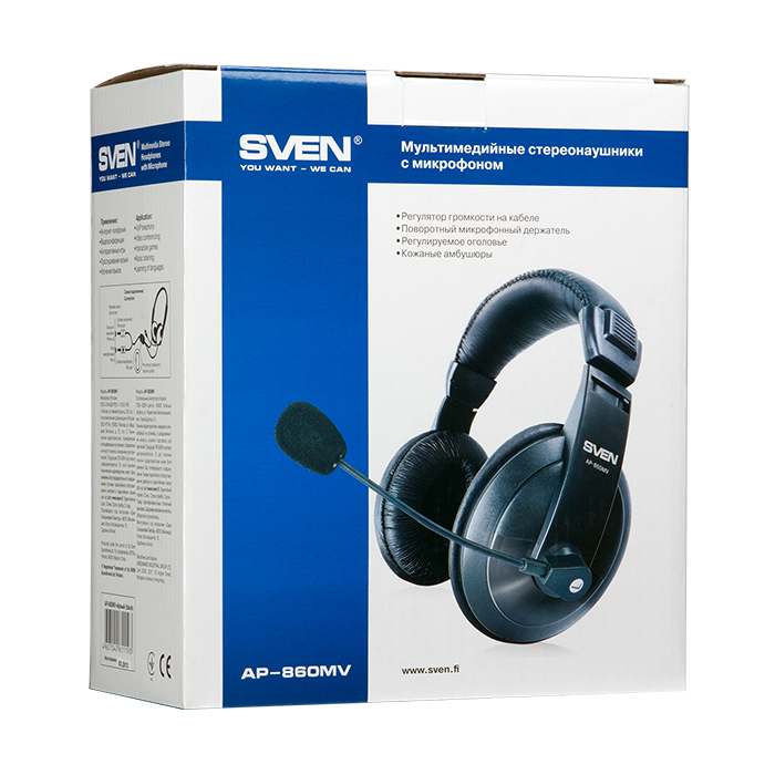 Наушники с микрофоном SVEN AP-860MV черный - купить по цене 3 400 тг.