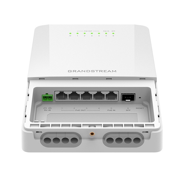Коммутатор Grandstream GWN7710R, Layer 2 Lite Cloud Managed Switch, 1x 2.5G SFP, 5x GbE, 4x PoE/PoE+ or Passive PoE, max 100W total budget, 6KV surge protection, (GWN7710R)