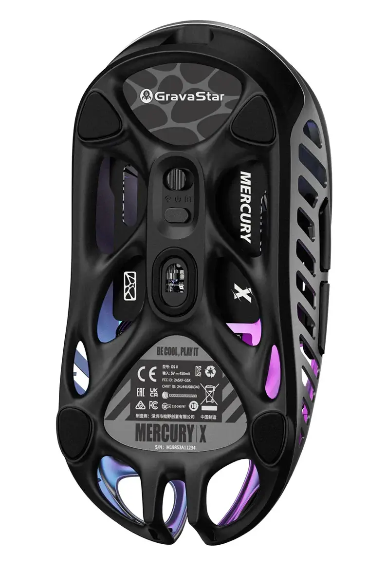 Мышь Gravastar Mercury X [беспроводная, светодиодная, 32000 DPI, 1000 Гц подсветка, Серебристый]