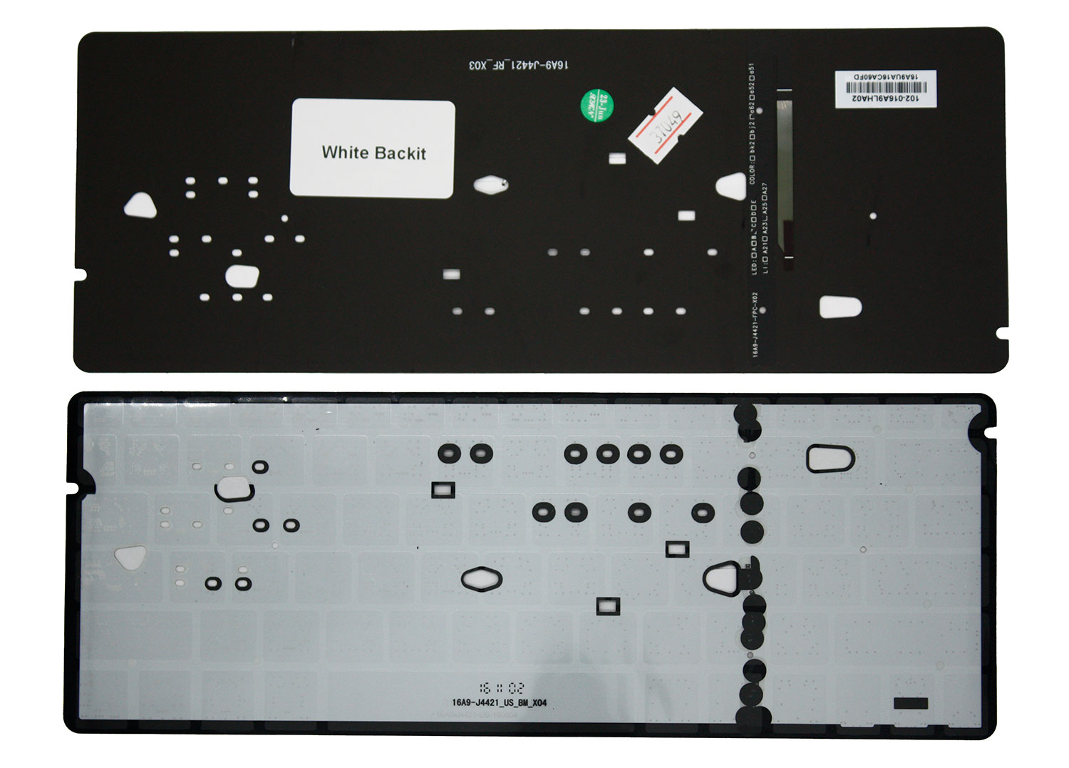 Клавиатура для ноутбука Asus UX330, RU, белая подсветка, без рамки, черная