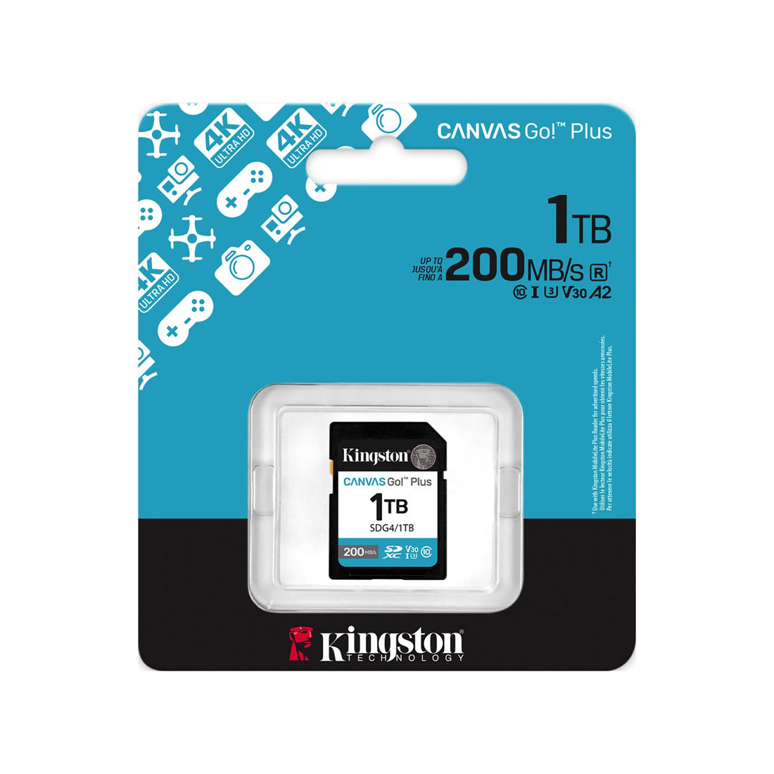 Карта памяти Kingston SDG4/1TB Canvas Go Plus Gen4 C10 UHS-I U3 V30 1TB