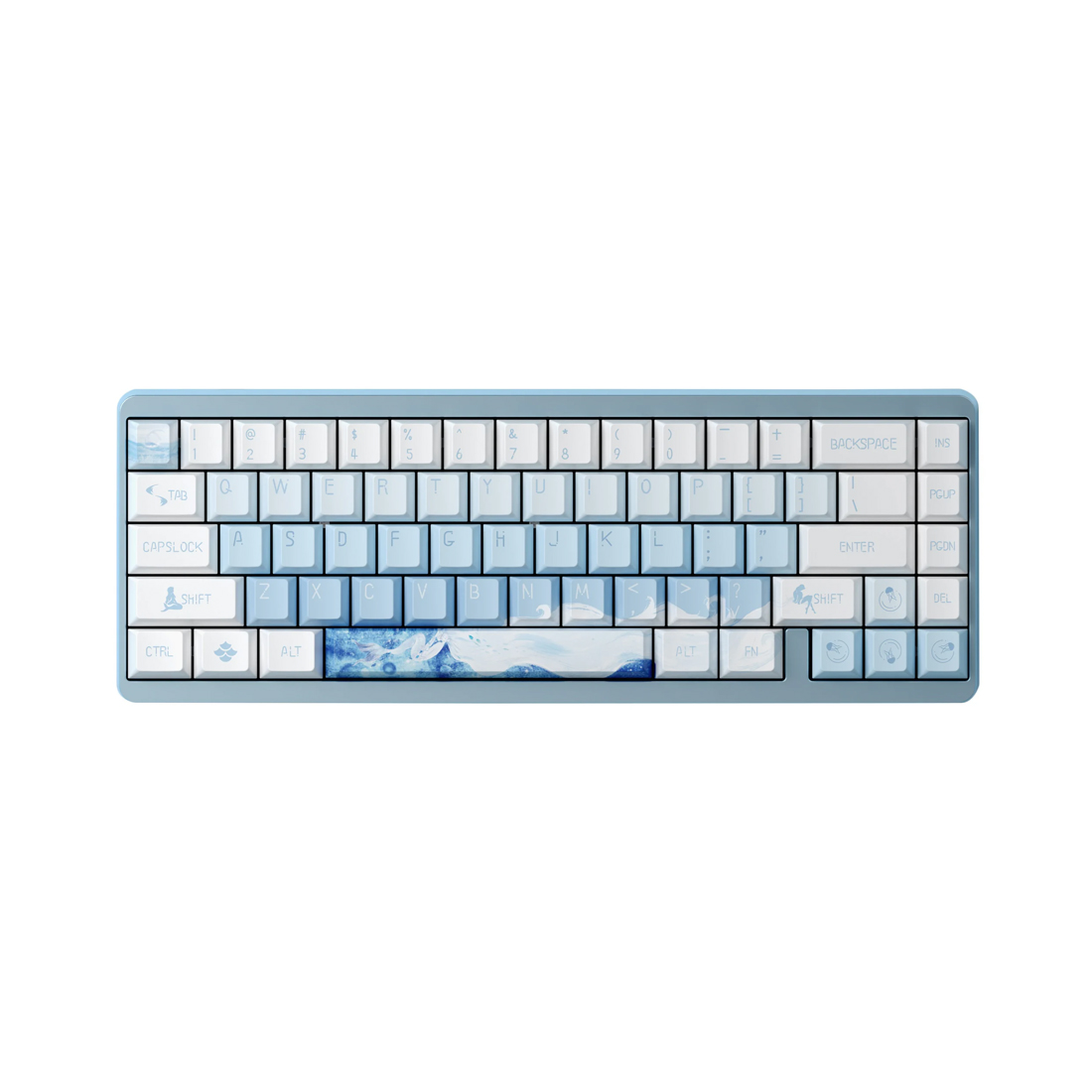 Клавиатура Varmilo Ariel Muse 65 (A88A109H0A5A06A073) [механическая, проводная + беспроводная, белая подсветка, Magnetic White, голубая]