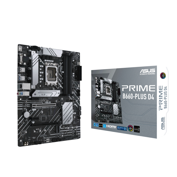 Материнская плата ASUS Prime B660-PLUS D4, [LGA 1700, Intel B660, 4xDDR 4, 3xM.2, 2xPCI-E x16, Standard-ATX]