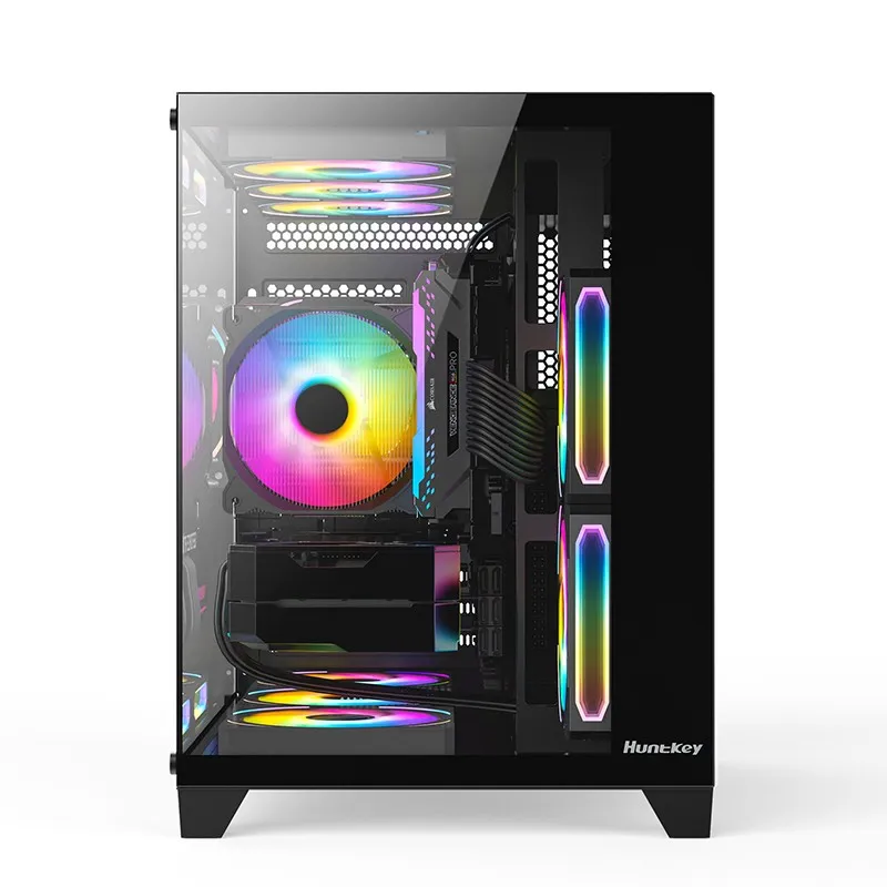 Корпус HuntKey S920 Storm RGB [Mini Tower, 3x 120 мм ARGB, черный]