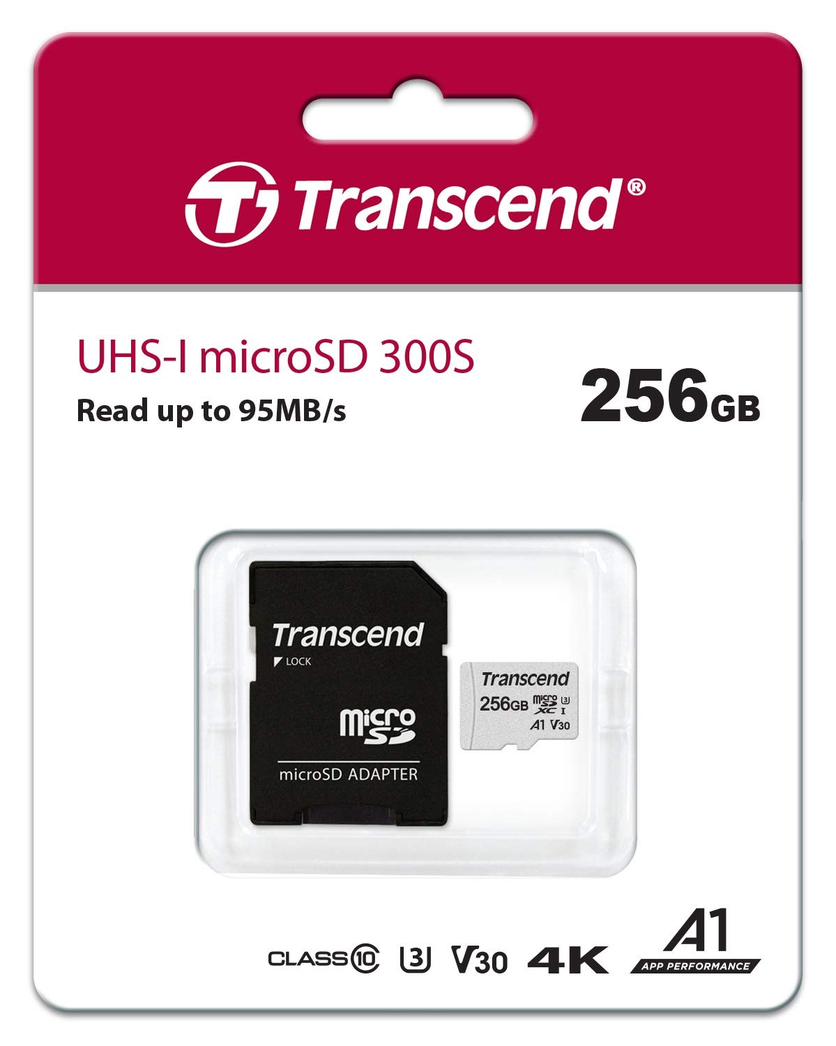 Карта памяти MicroSD Transcend TS256GUSD300S-A, 256GB/ Class 10/ U3 A1