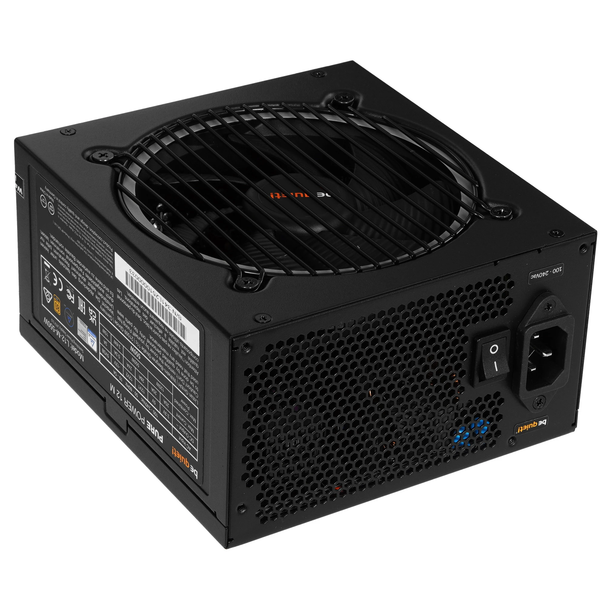Блок питания Be quiet! Pure Power 12 M (BN341) [550 Вт, 80 PLUS Gold, 5x SATA, 1 x 16 pin (12VHPWR), 2 x 6+2 pin PCIe, 1x 4+4 pin CPU, EPS12V, ATX]