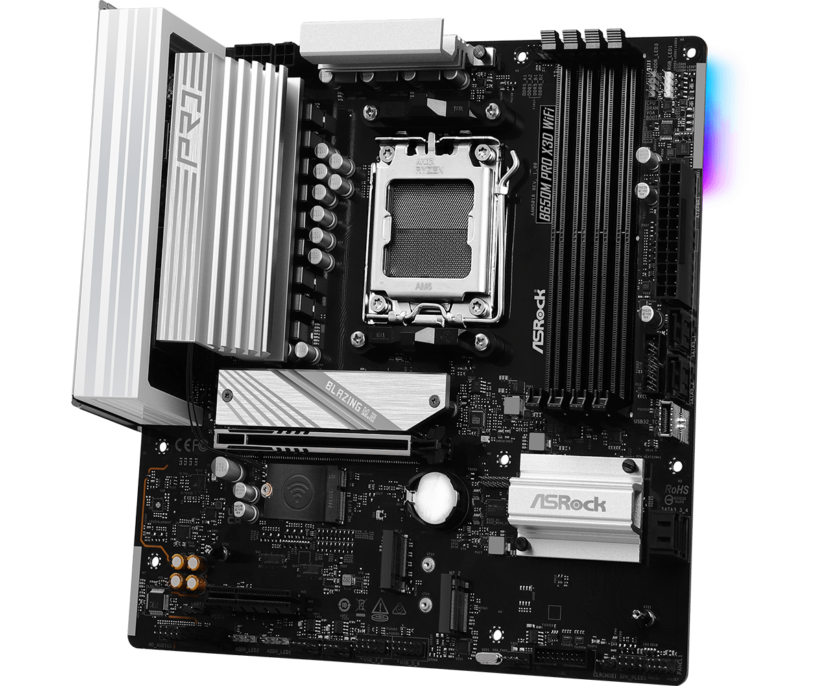 Материнская плата ASRock B650M PRO X3D WIFI [AM5, AMD B650, 4xDDR 5, 3xM.2, 1xPCI-E x16, Micro-ATX]