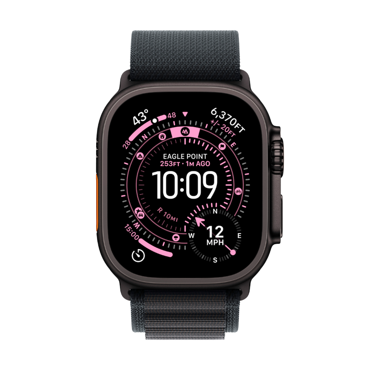 Apple Watch Ultra 3 GPS + Cellular 49mm (MF0V4QR/A) Black Titanium Case with Black Alpine Loop - Medium, Model A3281, черный