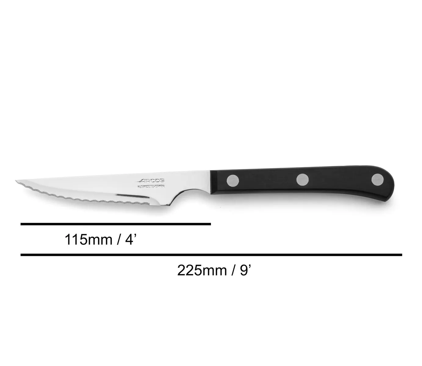 Нож Arcos Steak Basics (374800), для стейка, 115мм, черный
