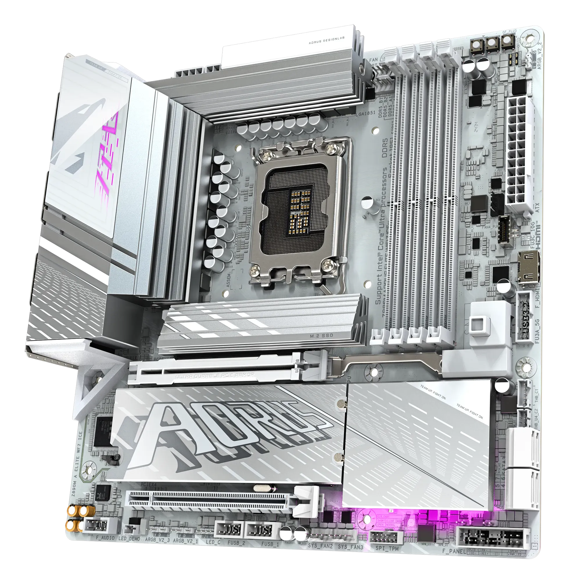 Материнская плата Gigabyte Z890M AORUS ELITE WIFI7 ICE [LGA 1851, Intel Z890, 4xDDR 5, 3xM.2, 2xPCI-E x16, Micro-ATX]