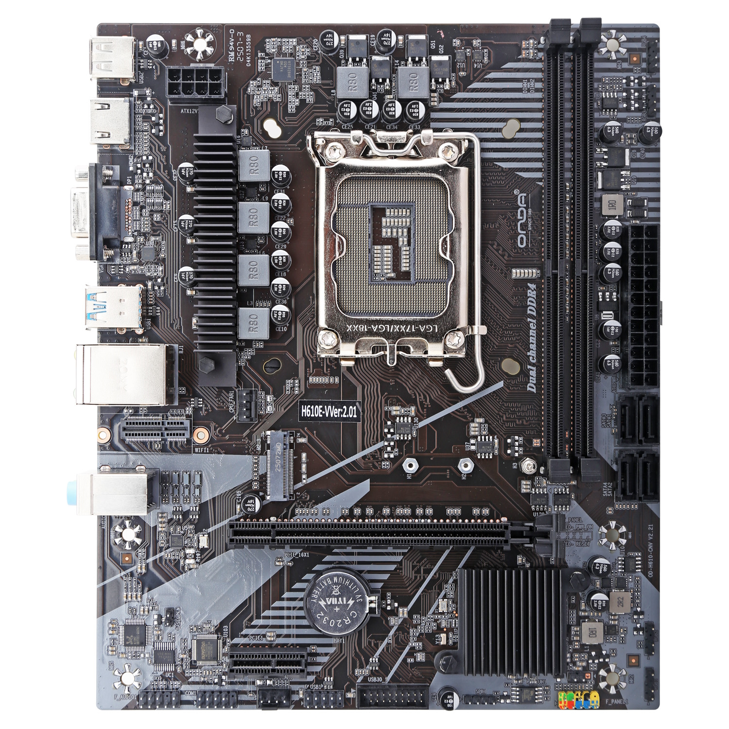 Материнская плата Onda H610E-V rev2.02 [LGA 1700, Intel H610, 2xDDR 4, 1xM.2, 1xPCI-E x16, Micro-ATX]
