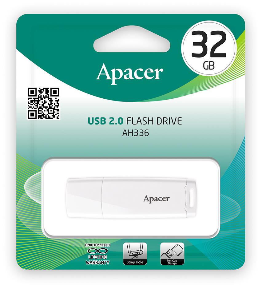 Флеш накопитель 32GB, Apacer, AH336, USB 2.0, белый 