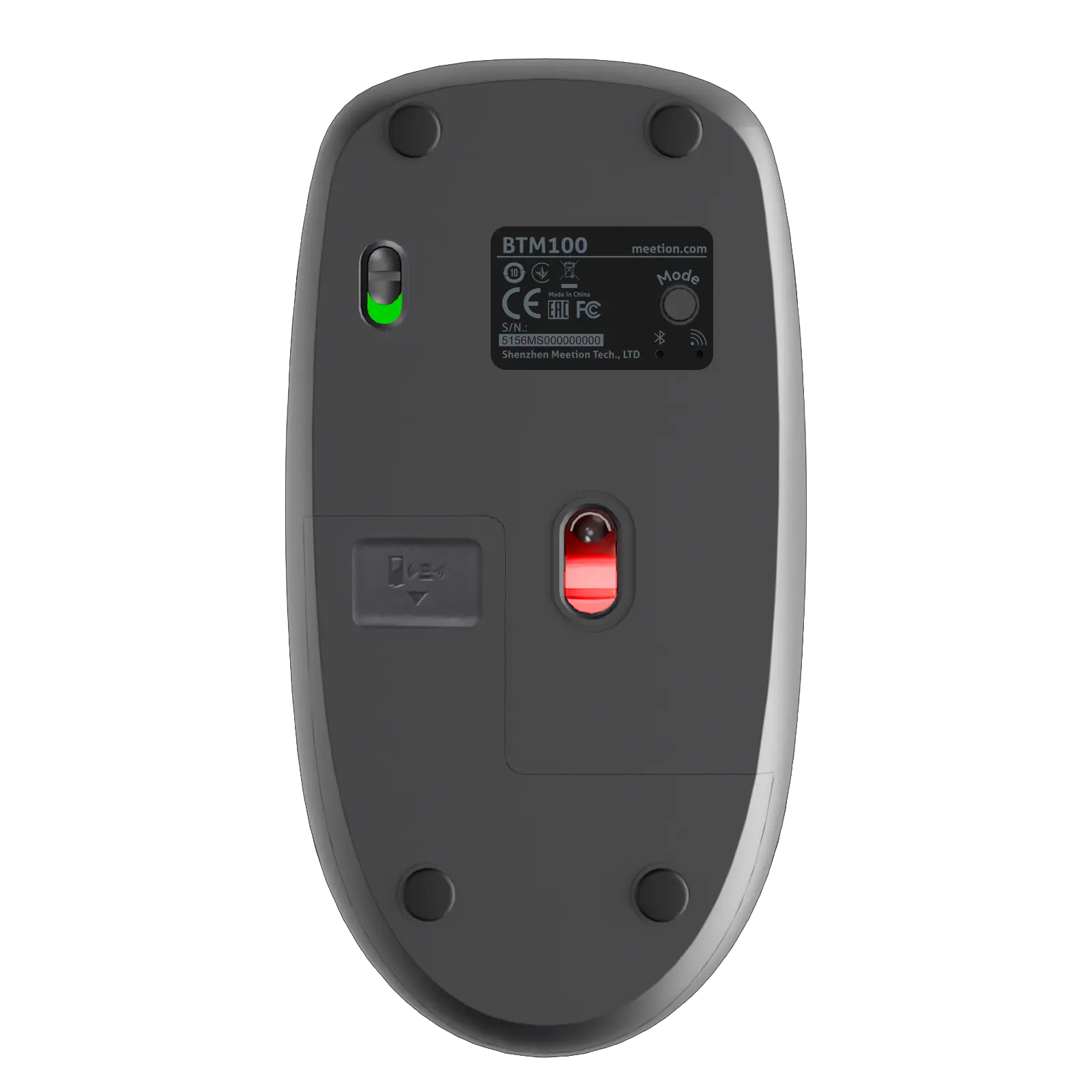 Мышь MeeTion BTM100 [беспроводная, светодиодная, 3200 DPI, 125 Гц, черная]