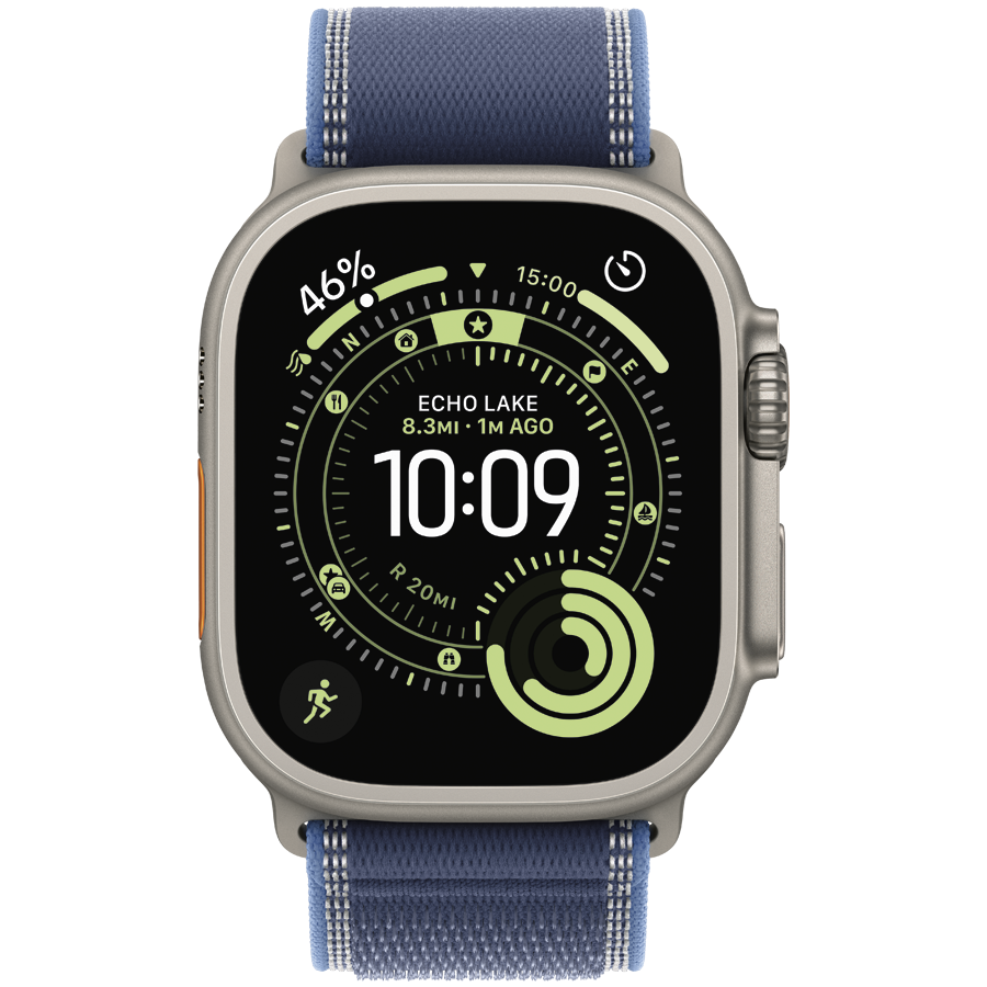 49mm Blue/Bright Blue Trail Loop - M/L - Natural Titanium Finish