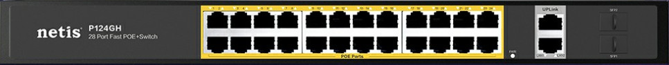 Сетевой коммутатор Netis P124GH, черный 24 port 10/100 Mbit, 24xPoE retail - купить в интернет-магазине Forcecom.kz Сетевой коммутатор Netis P124GH, черный 24 port 10/100 Mbit, 24xPoE retail