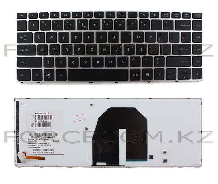Клавиатура для ноутбука HP ProBook 5330/ 5330M, ENG, подсветка, серебристая