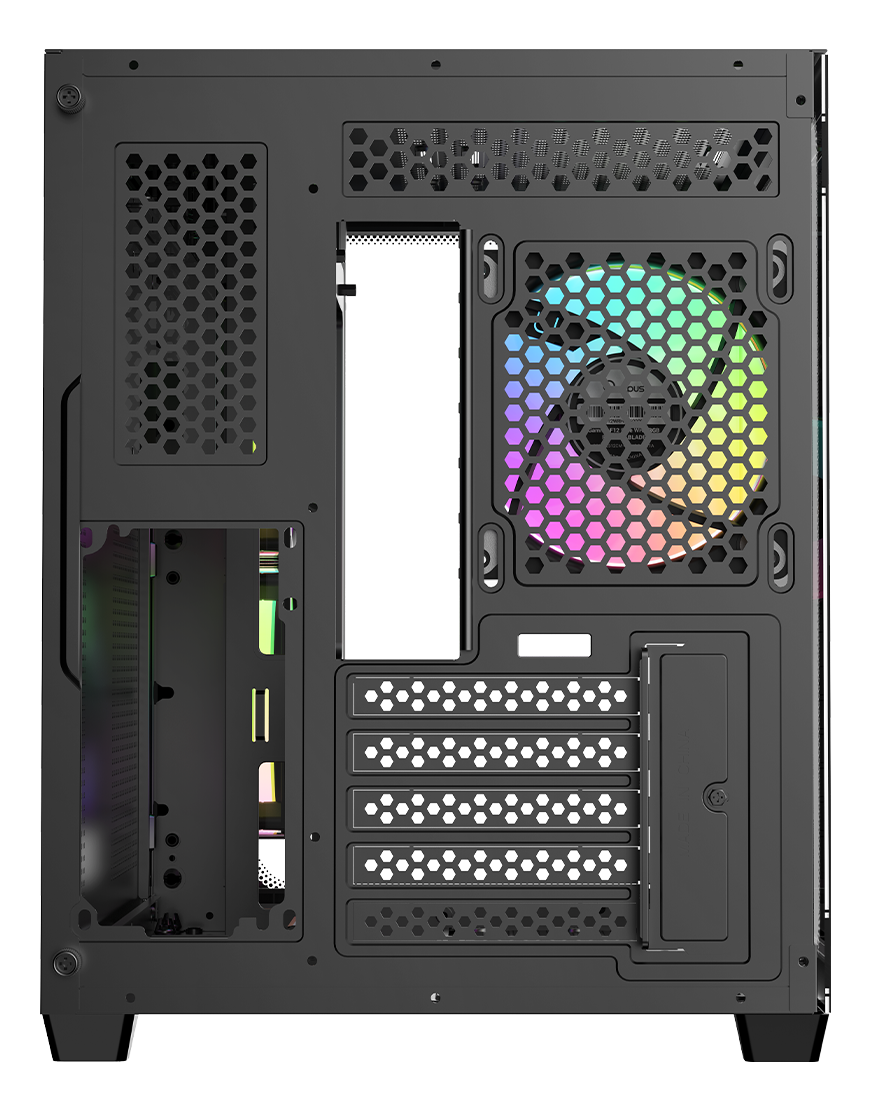 Корпус Ocypus Iota C50 Curve ARGB (Iota-C50-BKD300CD-GL) [Mini Tower, 3 x 120 мм, черный]