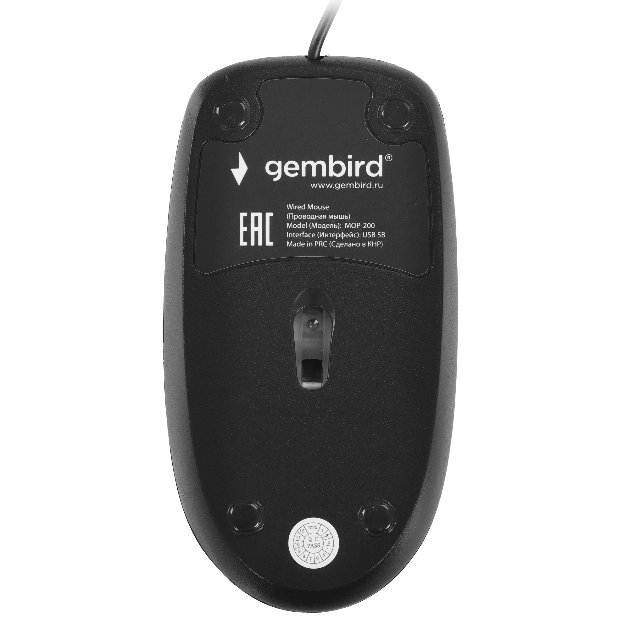 Мышь Gembird MOP-200 [проводная, светодиодная, 1000 DPI, черная]