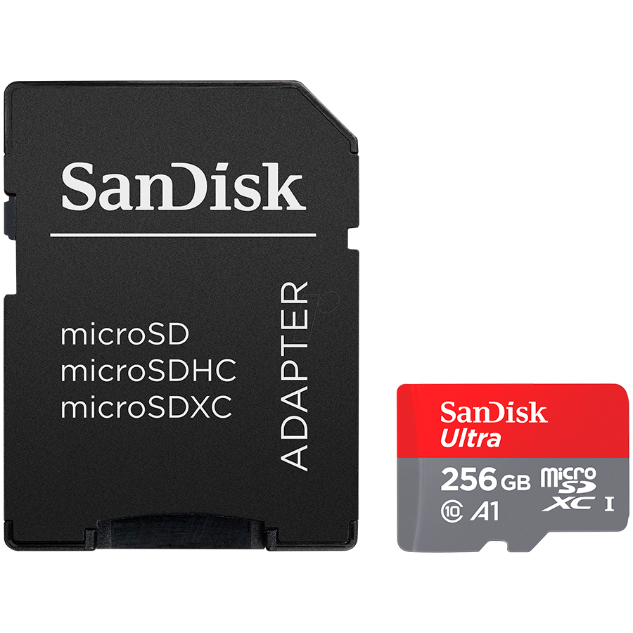 Карта памяти SANDISK Ultra microSDXC 256GB + SD Adapter 150MB/s A1 Class 10 UHS-I (SDSQUAC-256G-GN6MA)