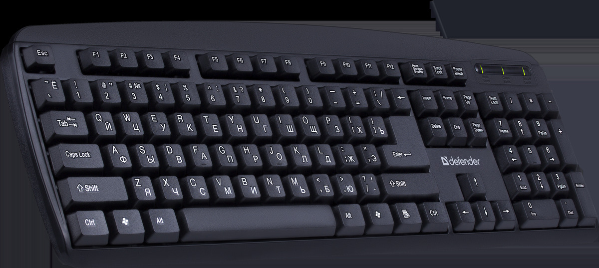 Клавиатура Defender Office HB-910 (45910) [Мембранная, проводная, клавиш - 104, черная]