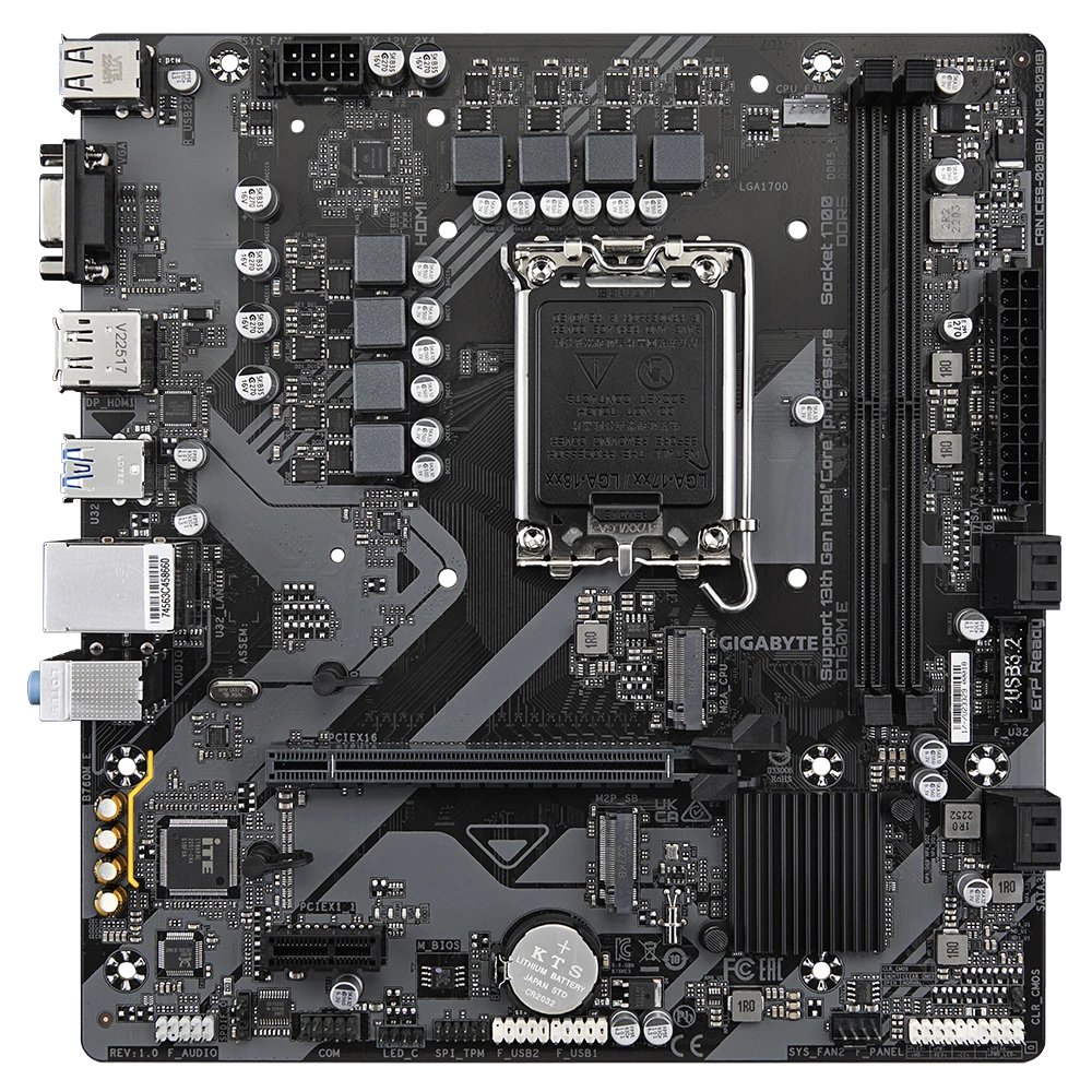 Материнская плата Gigabyte B760M E [LGA 1700, Intel B760, 2xDDR 5, 2xM.2, 1xPCI-E x16, Micro-ATX]