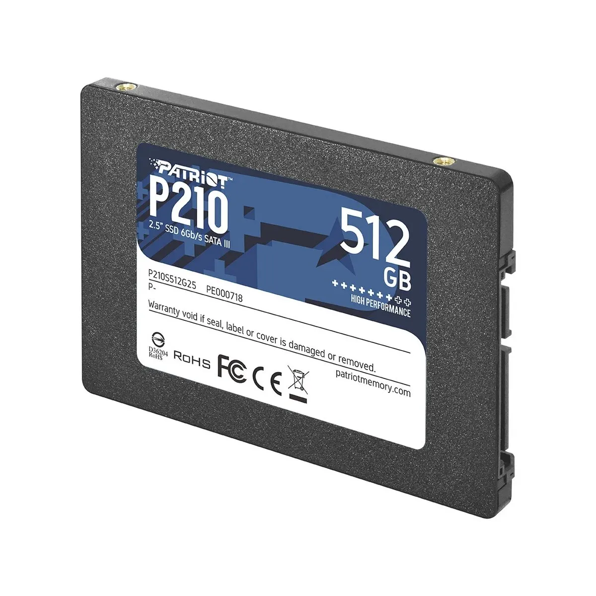SSD накопитель Patriot P210 (P210S512G25) [512 ГБ, 2.5"SATA III, чтение: 500 МБ/с, запись: 400 МБ/с, TLC]