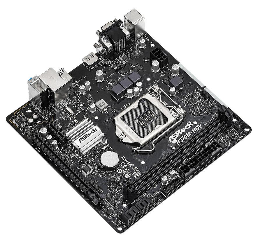 Материнская плата S-1151, ASRock, H370M-HDV, LGA 1151 v2/ 2x DDR4/ 4x SATA3/ mATX 