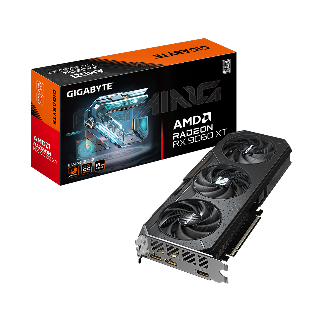 Видеокарта Gigabyte Radeon RX 9060 XT GAMING OC 8G (GV-R9060XTGAMING OC-8GD) [8 ГБ, GDDR6, 128 бит, DVI (2 шт), HDMI]