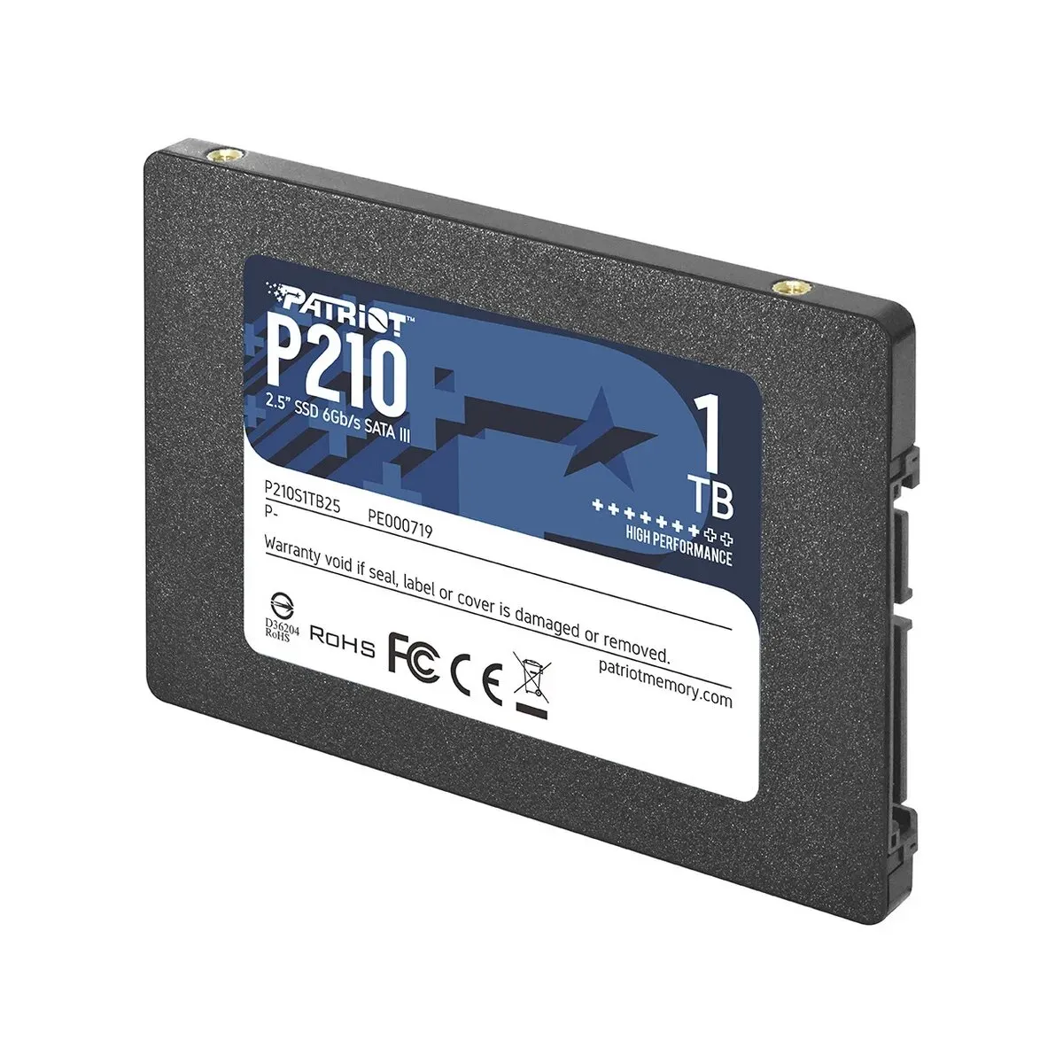 Твердотельный накопитель SSD Patriot P210 (P210S1TB25) [1 ТБ, 2.5" SATA III, чтение: 520 МБ/с, запись: 430 МБ/с, 3D V-NAND]