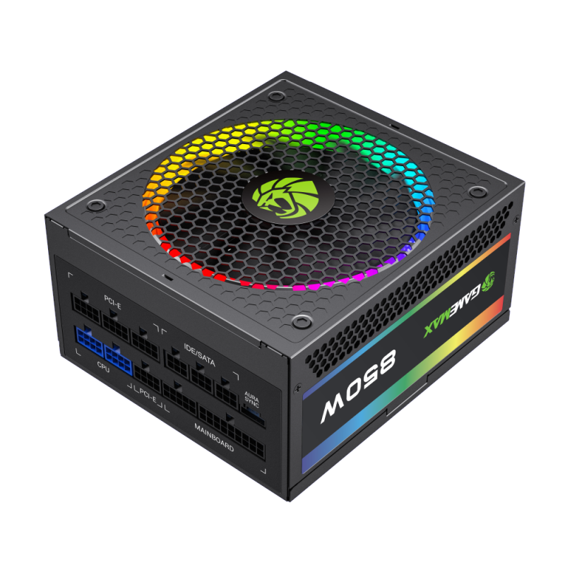 Блок питания GameMax RGB-Smart 850 PRO (2141-0850B0031) [850 Вт, 80 PLUS Gold, 8x SATA, 3 x 6+2 pin PCIe, 2x 4+4 pin CPU, ATX]