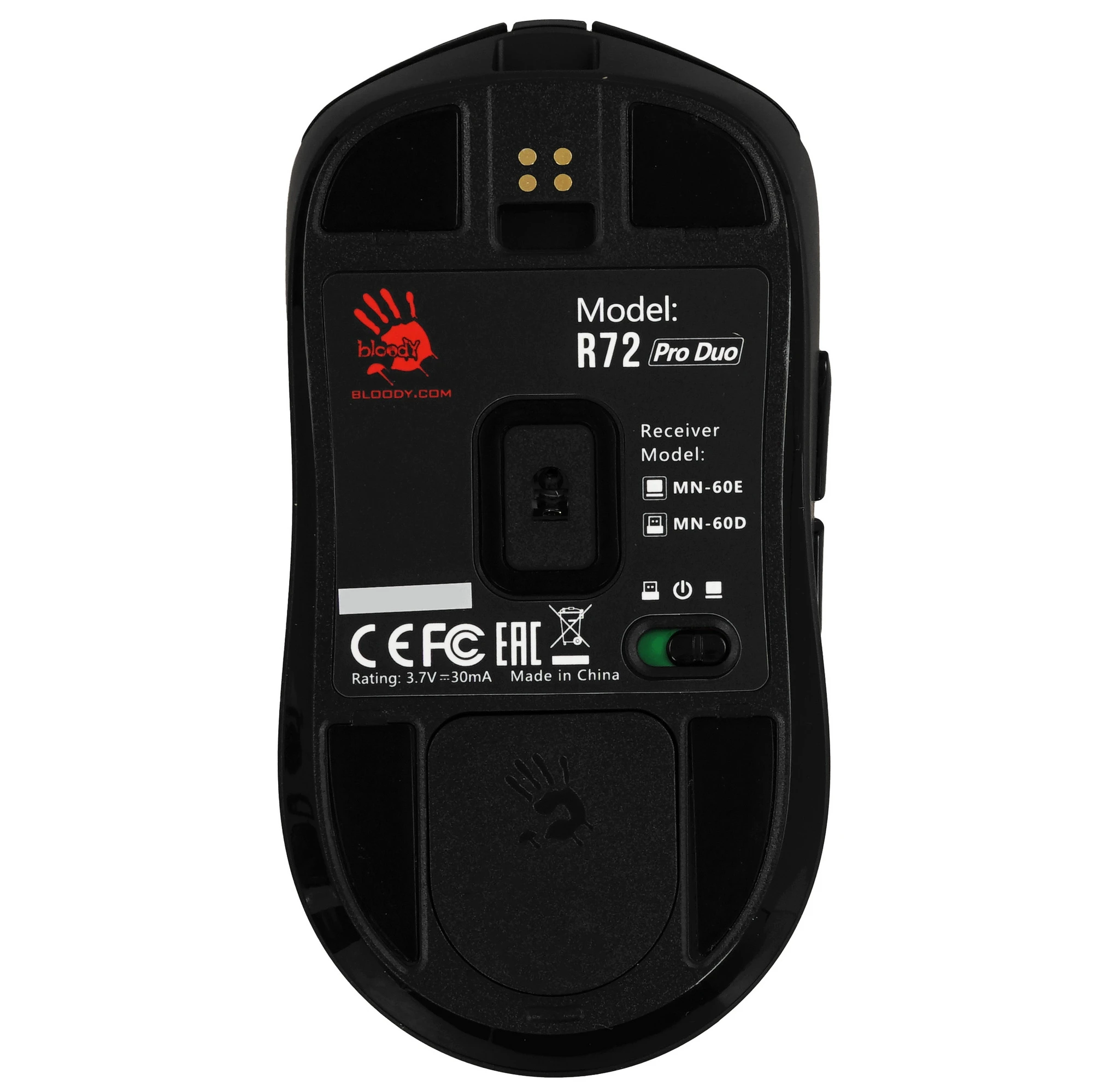 Мышь Bloody R72 Pro Duo [проводная + беспроводная, светодиодная, 26000 DPI, 1000 Гц, черная]