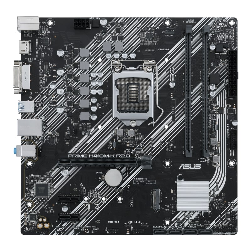 Материнская плата ASUS H410M-K R2.0, [LGA 1200, Intel H470, 2xDDR 4, 1xM.2, 1xPCI-E x16, Micro-ATX]