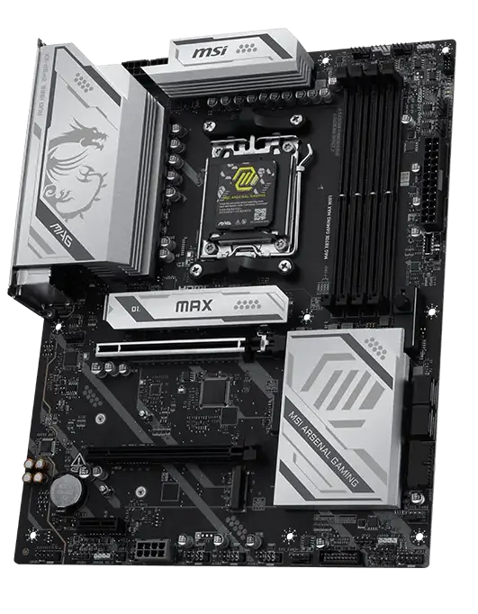 Материнская плата MSI MAG X870E GAMING MAX WIFI [AM5, AMD X870E, 4xDDR 5, 3xM.2, 2xPCI-E x16, Standard-ATX]