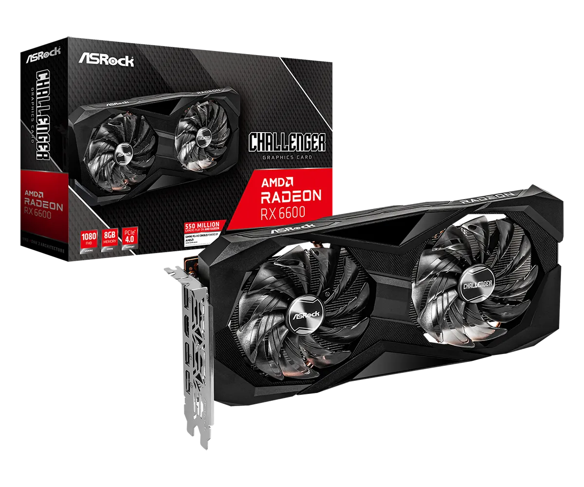 Видеокарта ASRock RX 6600 Challenger D (RX6600 CLD 8G) [8 ГБ, GDDR6, 128 бит, HDMI, DisplayPort (3 шт)]