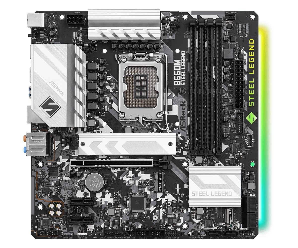 Материнская плата ASRock B660M STEEL LEGEND [LGA 1700, Intel B660, 4xDDR 4, 2xM.2, 1xPCI-E x16, Micro-ATX]