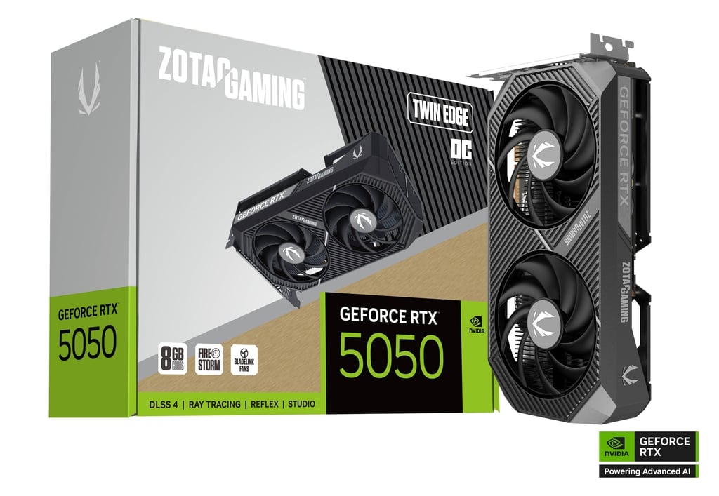 Видеокарта Zotac RTX 5050 TE OC (ZT-B50500H-10M) [8 ГБ, GDDR6, 128 бит, HDMI, DisplayPort (3 шт)]