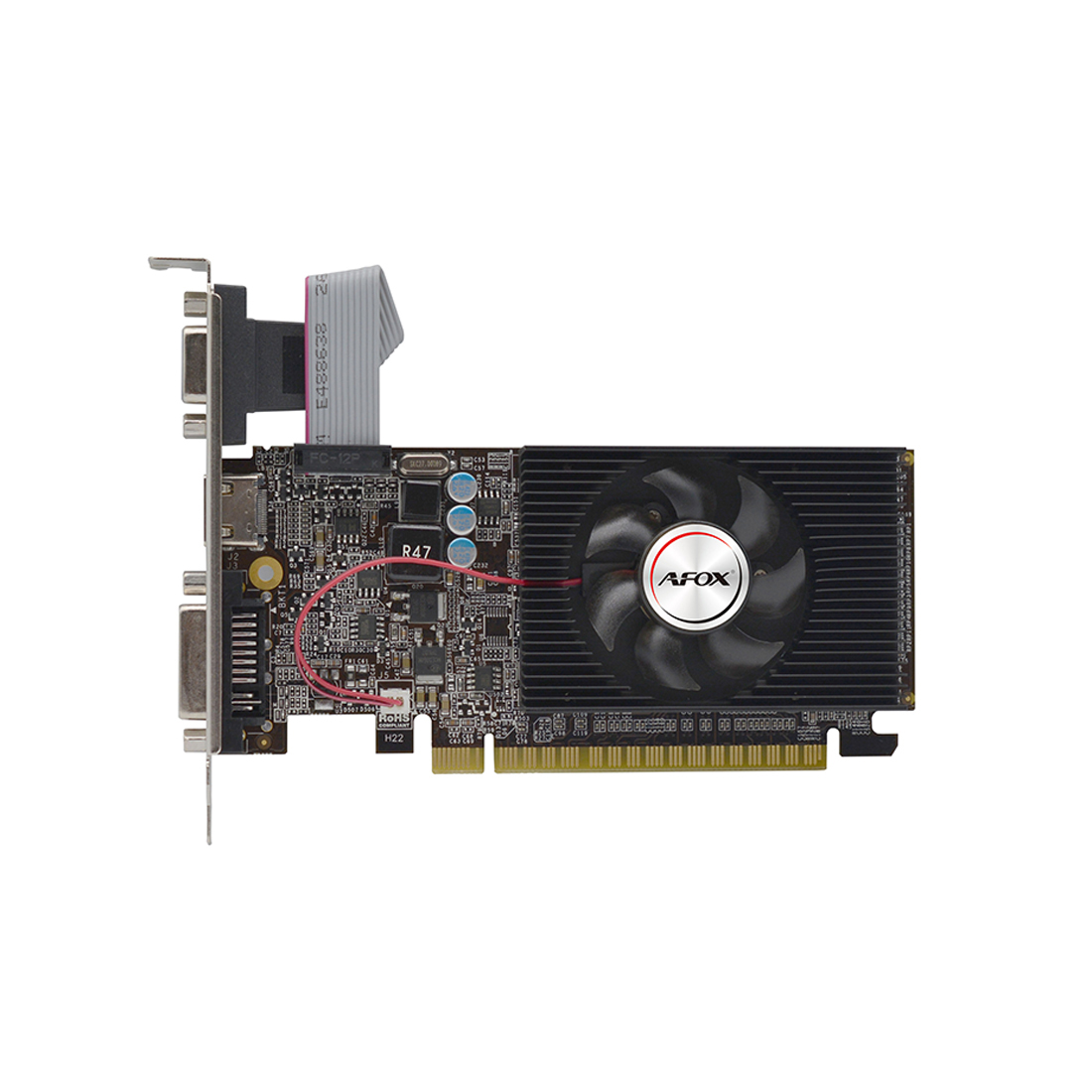 Видеокарта Afox GT610 2GB D3 LP Single Fan (AF610-2048D3L8) [2 ГБ, GDDR3, 64 бит, VGA, DVI, HDMI]