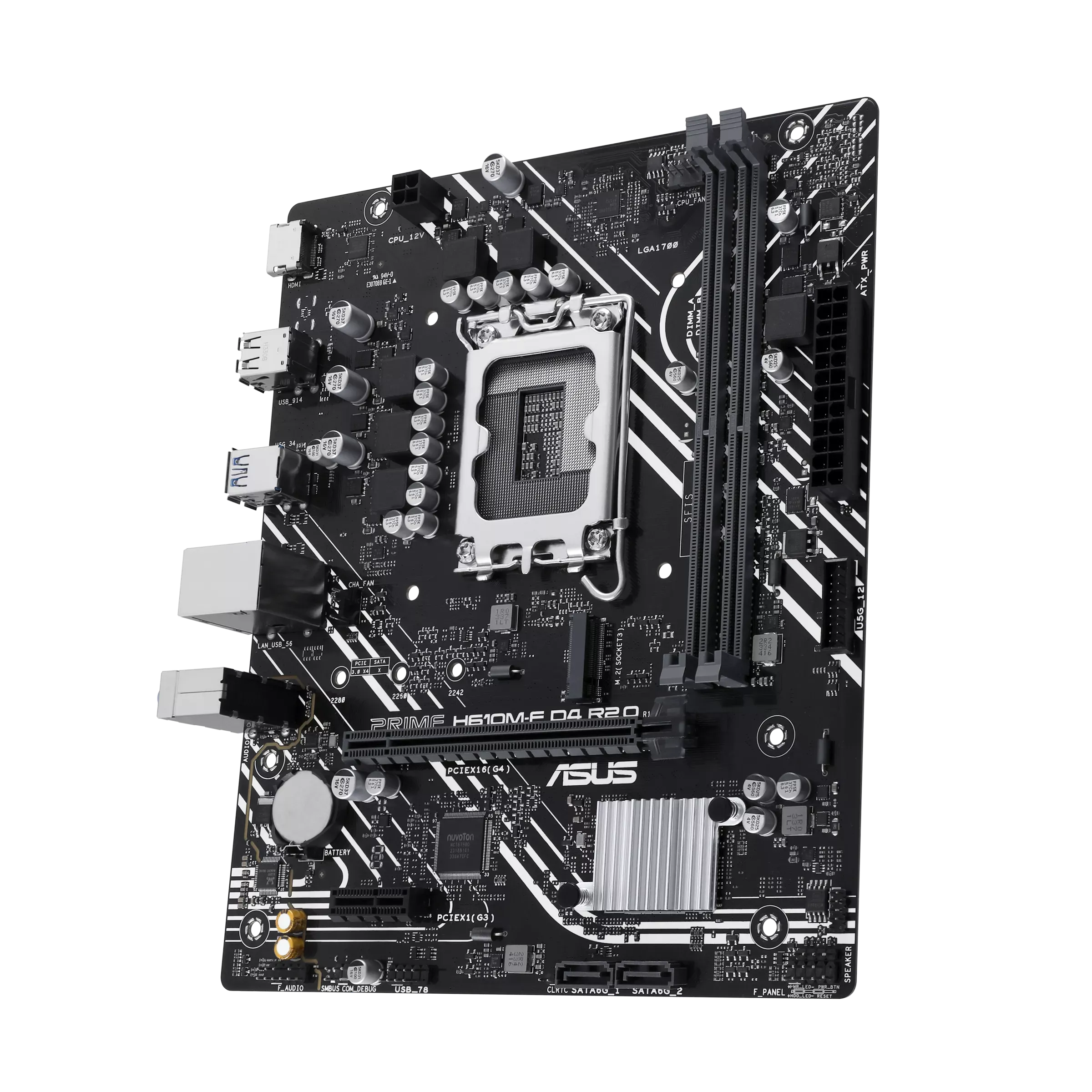 Материнская плата Asus PRIME H610M-F D4 R2.0, LGA 1700, Intel H610, 2xDDR 4, 1xM.2, 1xPCI-E x16, Micro-ATX