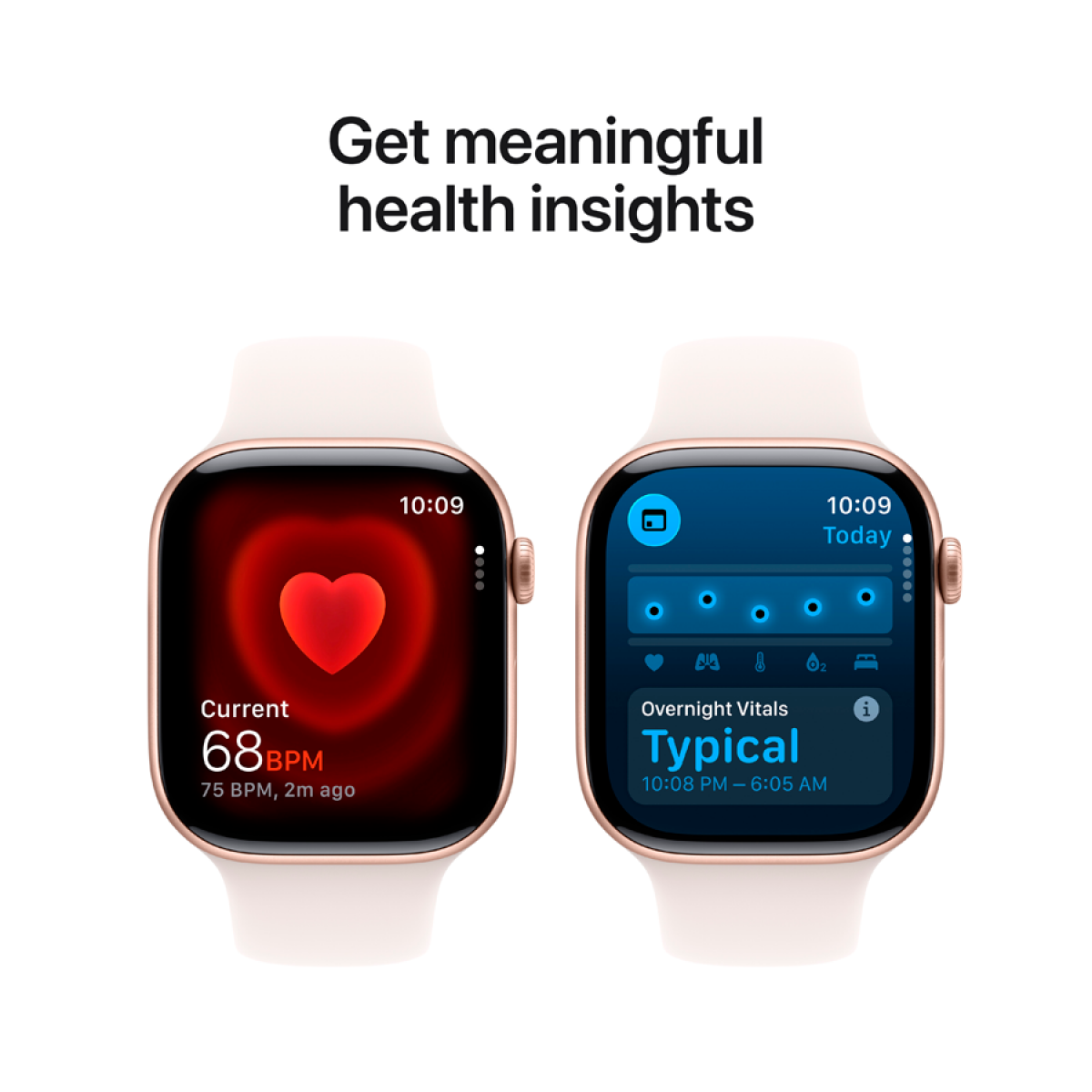 Apple Watch Series 11 GPS 46mm (MEV64RK/A) Rose Gold Aluminium Case with Light Blush Sport Band - S/M, Model A3333, золотистый + розовый