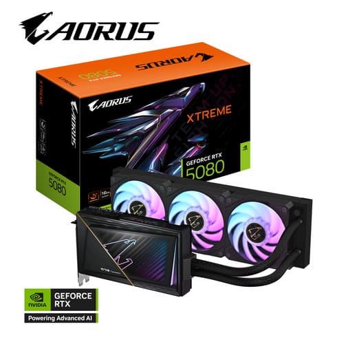 Видеокарта Gigabyte AORUS GeForce RTX 5080 XTREME WATERFORCE 16G (GV-N5080AORUSX W-16GD) [16 ГБ, GDDR7, 256 бит, HDMI, DisplayPort (3 шт)]