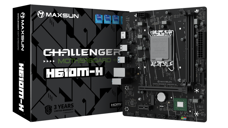 Материнская плата Maxsun Challenger H610M-H (MS-Challenger H610M-H) [LGA 1700, Intel H610, 2xDDR 4, 1xM.2, 1xPCI-E x16, Micro-ATX]