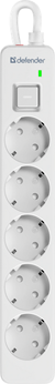Сетевой фильтр Defender DFS 131 1,8 м Белый