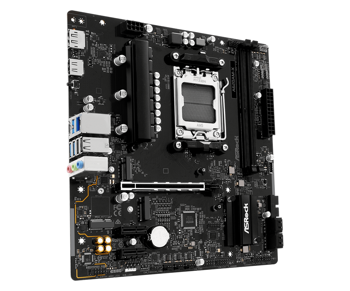 Материнская плата ASRock A620AM-X [AM5, AMD A620, 2xDDR 5, 2xM.2, 1xPCI-E x16, Micro-ATX]