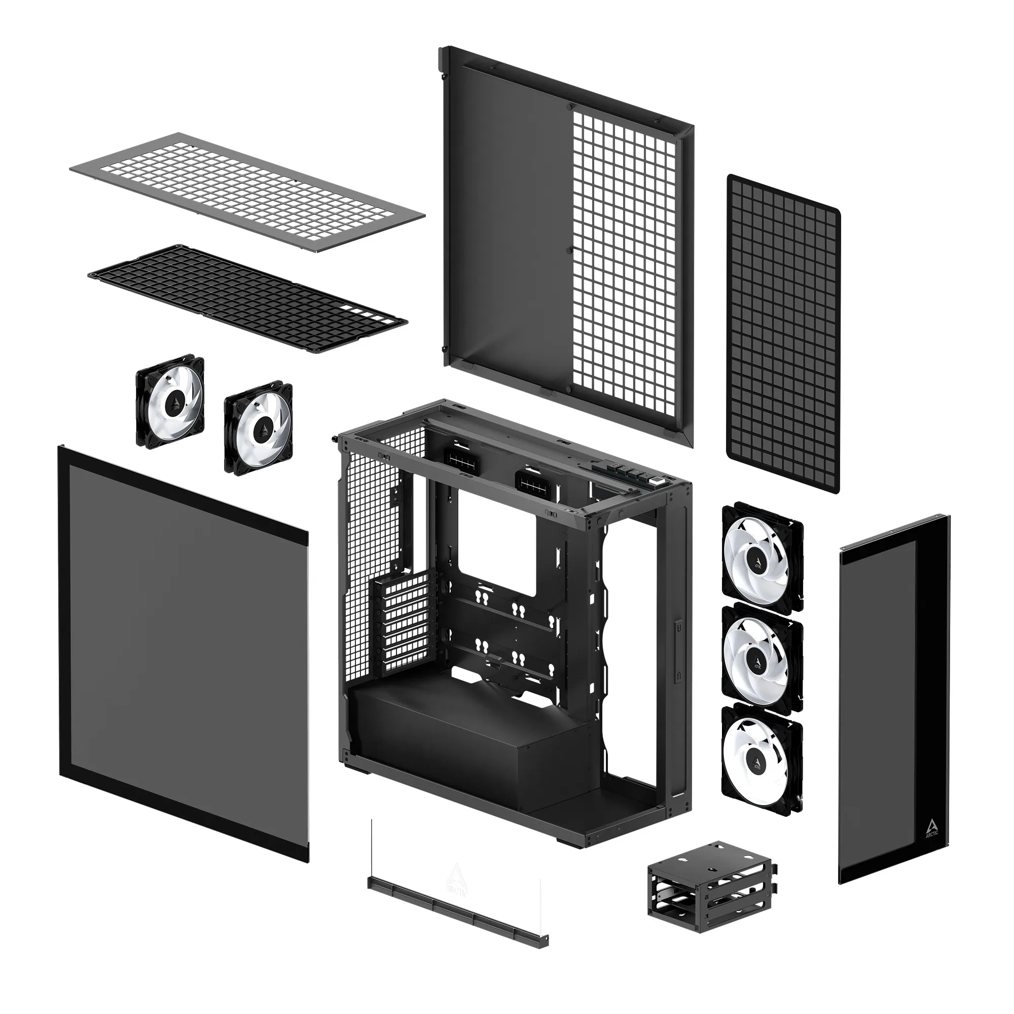 Корпус Arctic Xtender Black(Tinted Glass) (ACPCC00015A) [Full Tower, 2×120 мм + 3×140 мм A-RGB, Черный]