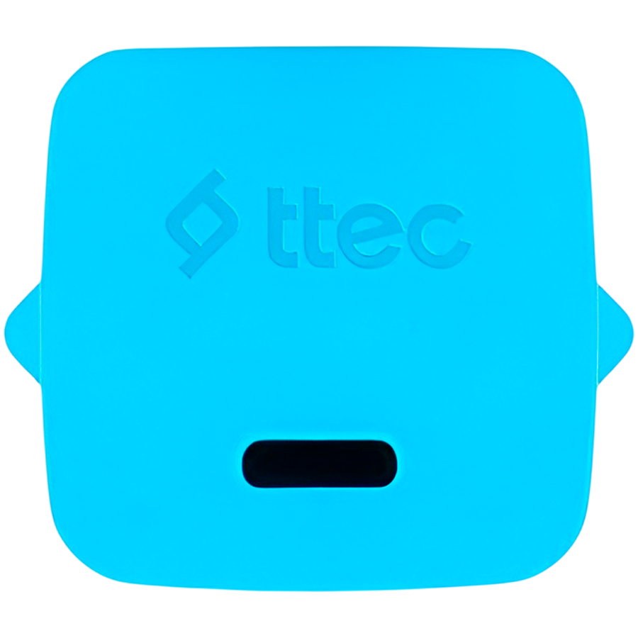 ttec SmartCharger GAN 20W PD (2SCG20CNM) Travel Fast Charger + USB-C - USB-C 3A Cable 120cm, Neon Blue
