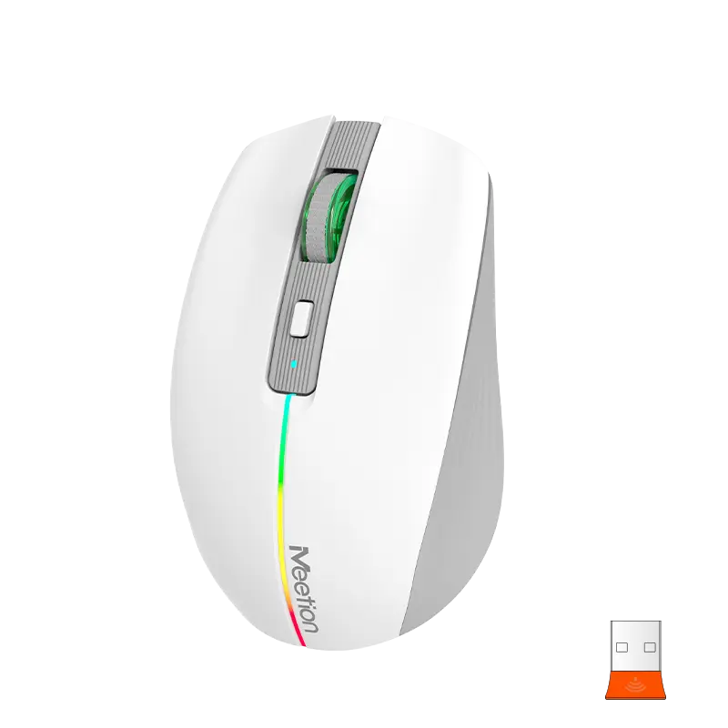 Мышь MeeTion BTM002 [проводная + беспроводная, светодиодная, 1600 DPI, 125 Гц, подсветка, белый]