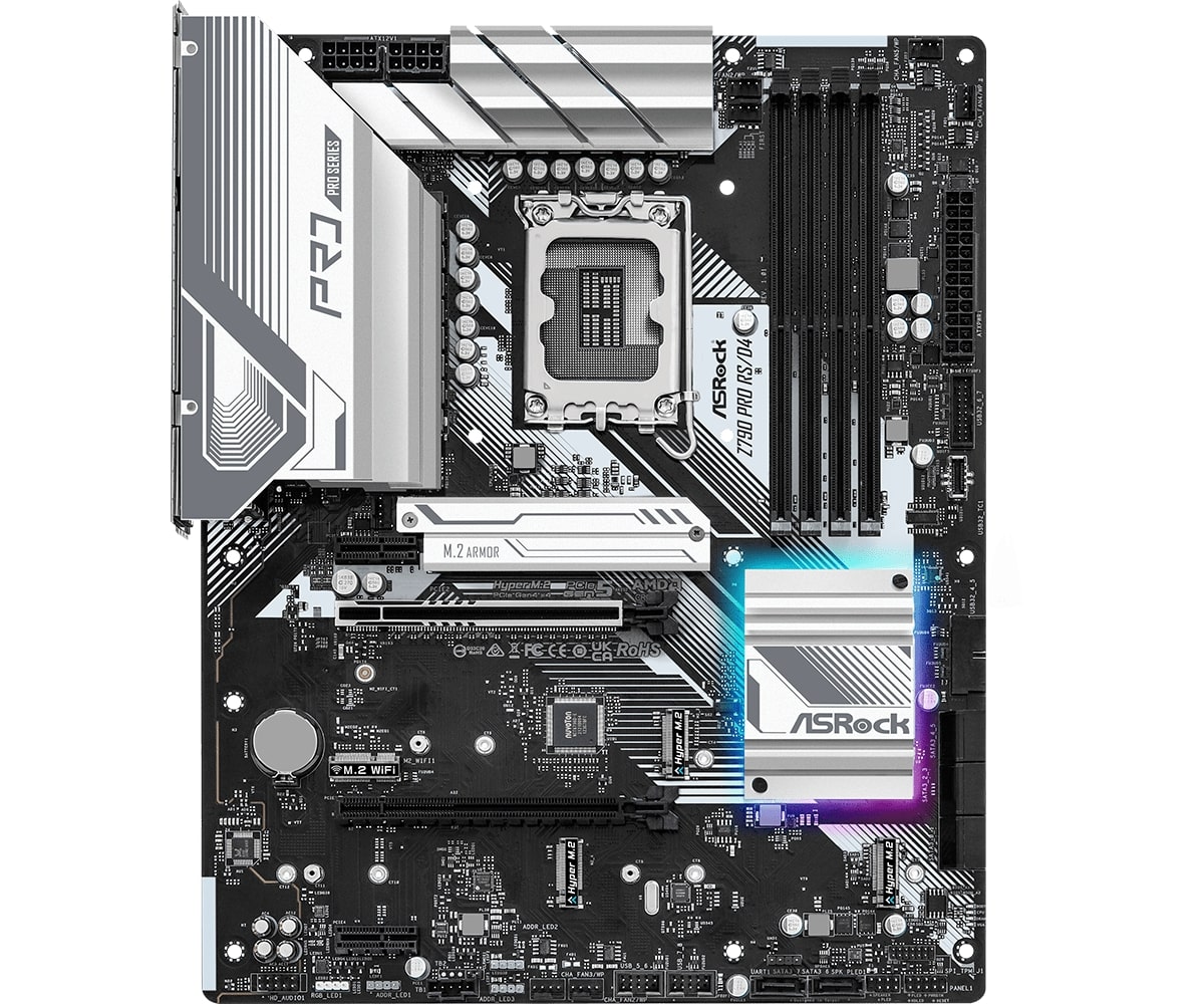 Материнская плата ASRock Z790 PRO RS/D4 [LGA 1700, Intel Z790, 4xDDR 4, 4xM.2, 2xPCI-E x16, Standard-ATX]