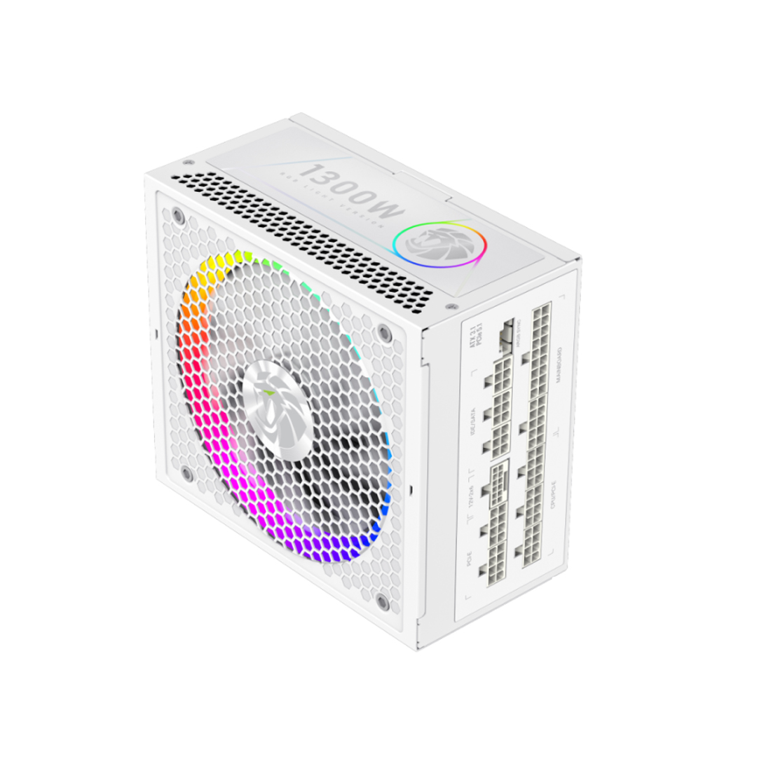 Блок питания GameMax RGB PRO 1300P WH (2110-1300B0026) [1300 Вт, 80 PLUS Platinum, 10x SATA, 1 x 16 pin (12VHPWR), 4 x 6+2 pin PCIe, 2x 4+4 pin CPU, ATX]