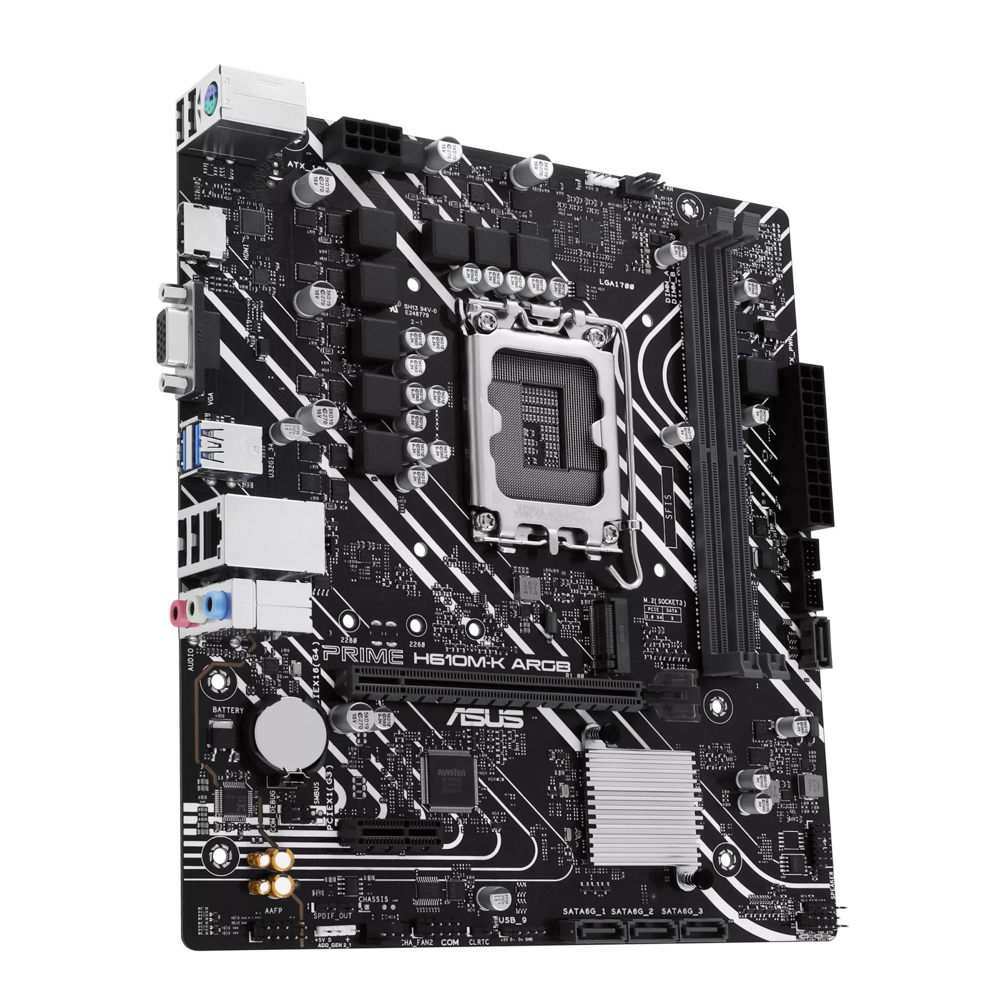 Материнская плата ASUS PRIME  H610M-K ARGB, LGA1700 2xDDR5 4xSATA3 M.2 VGA HDMI mATX