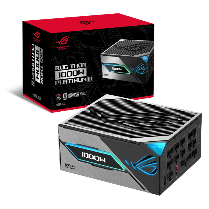 Блок питания Asus ROG Thor 1000W Platinum III (ROG-THOR-1000P3-GAMING) [1000 Вт, 80 PLUS Platinum, 7x SATA, 1 x 16 pin (12VHPWR) PCIe, 2x 4+4 pin CPU, ATX]